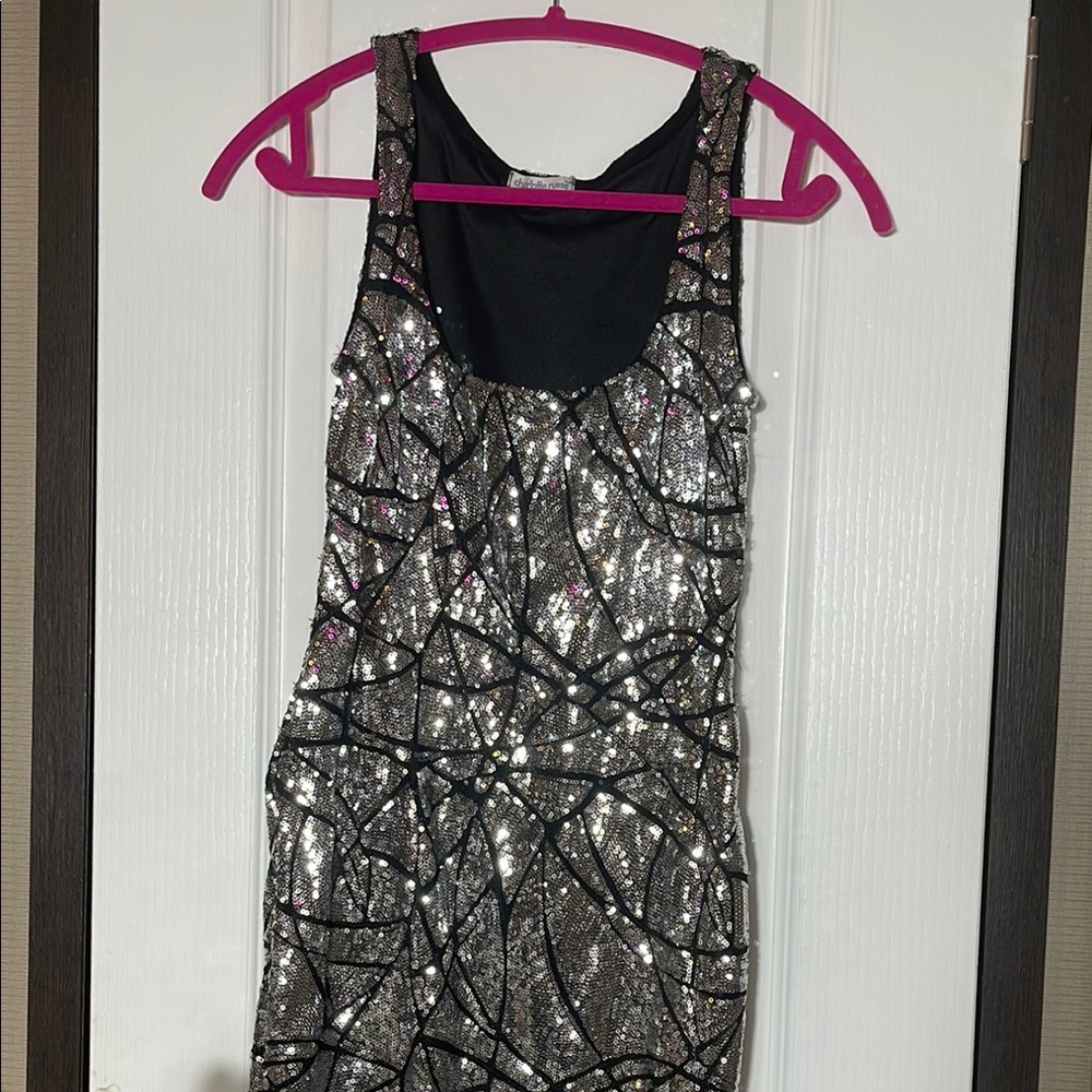 Silver Sequin Sleeveless Dress